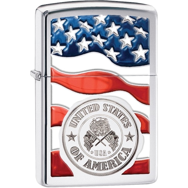 Zippo 2024 Zippo High Polish Chrome American Stamp On Flag ZIP-29395 - main